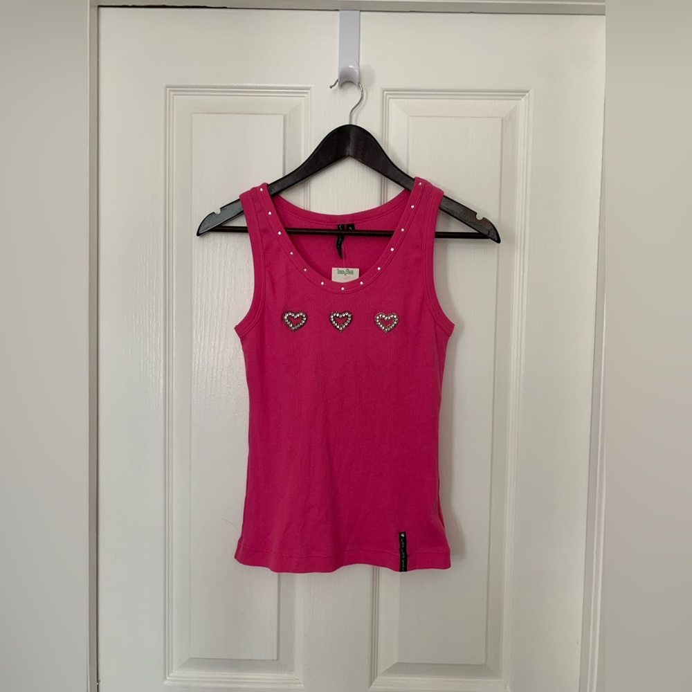 pink heart rhinestone sleeveless top